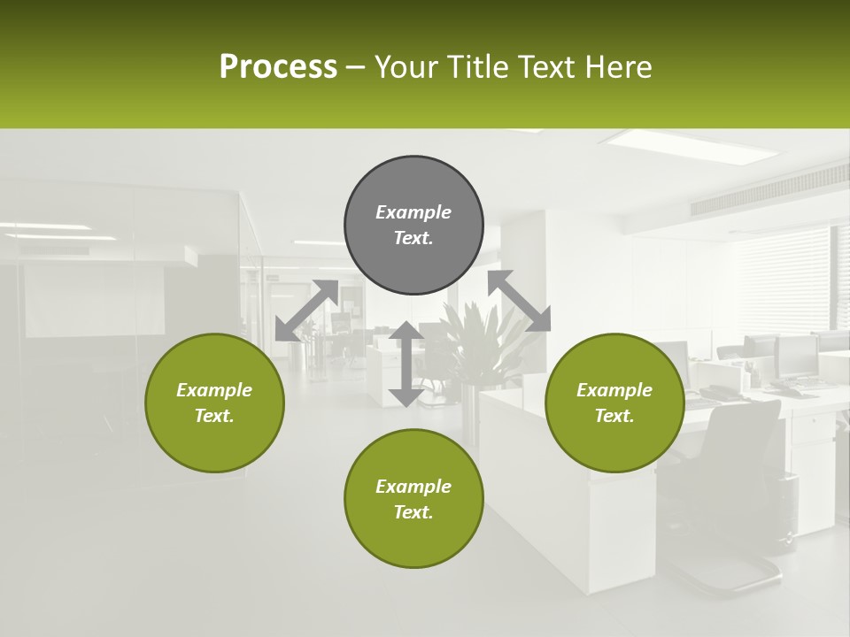 An Office With A Desk And Chairs And A Plant PowerPoint Template