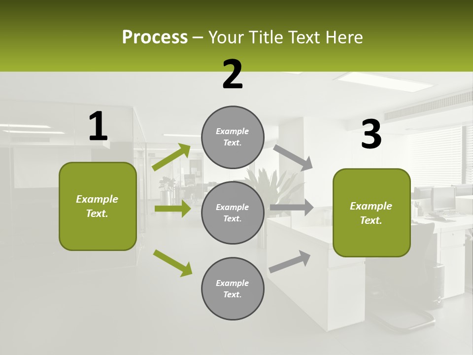 An Office With A Desk And Chairs And A Plant PowerPoint Template