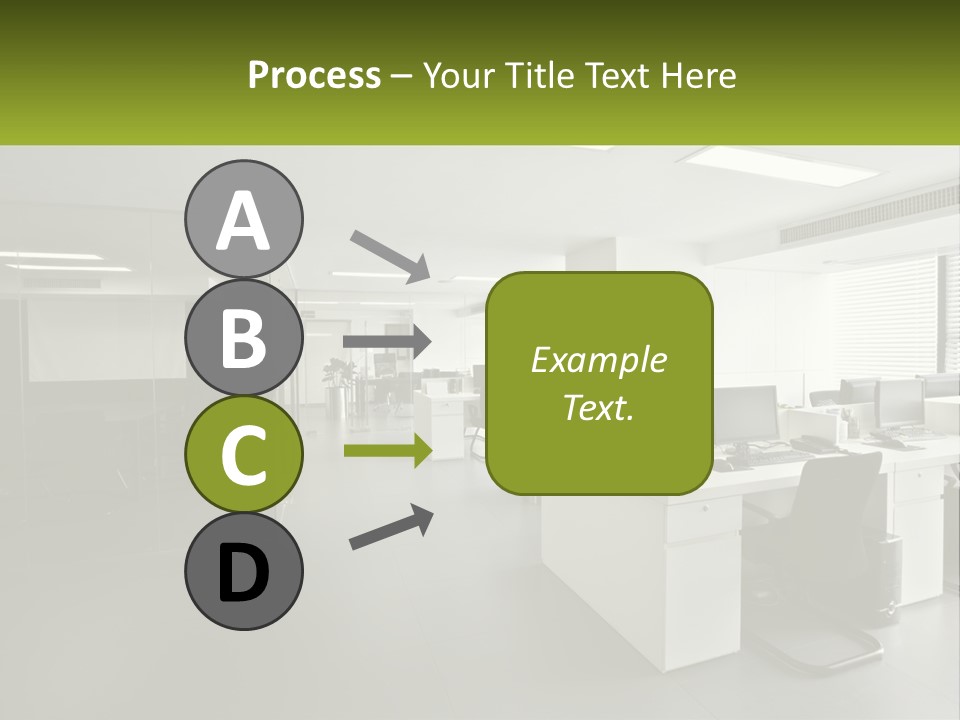 An Office With A Desk And Chairs And A Plant PowerPoint Template