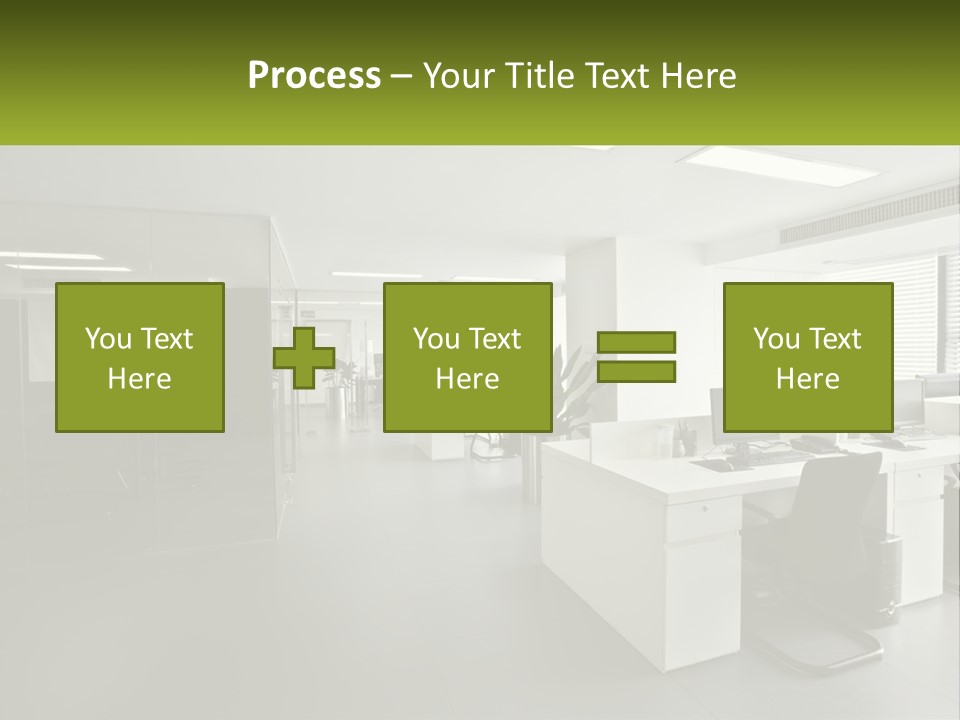 An Office With A Desk And Chairs And A Plant PowerPoint Template