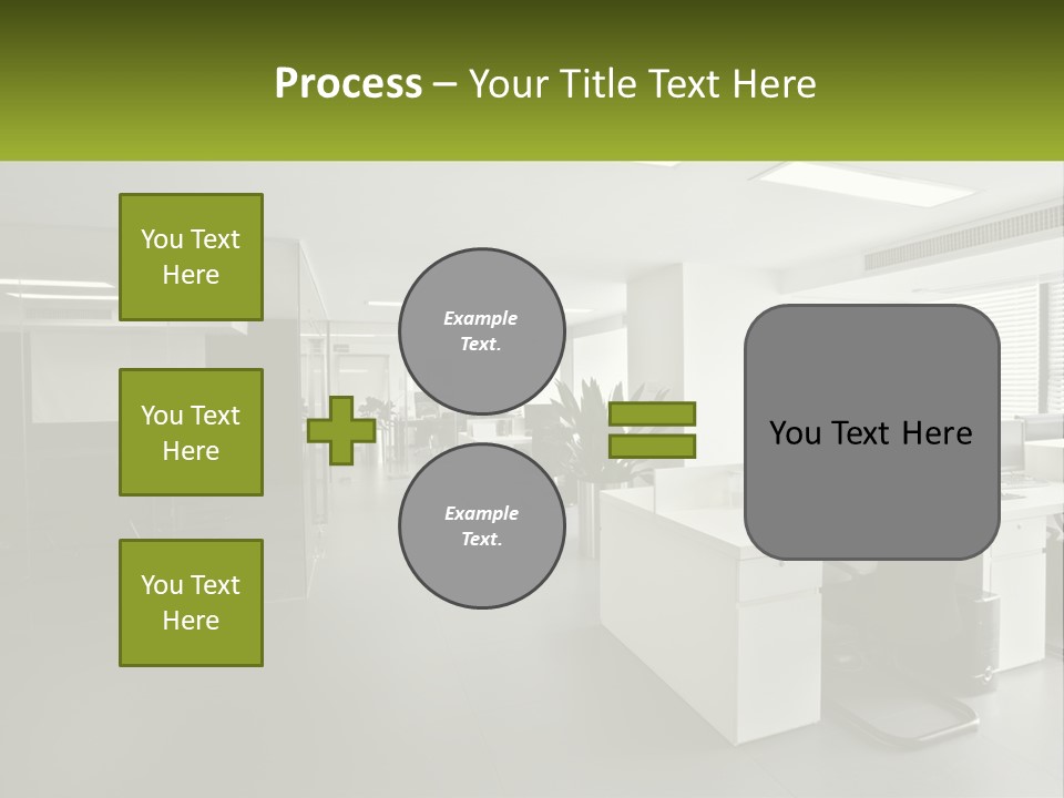 An Office With A Desk And Chairs And A Plant PowerPoint Template