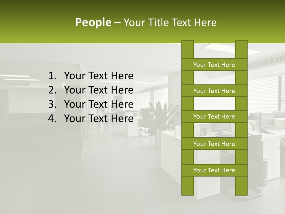 An Office With A Desk And Chairs And A Plant PowerPoint Template