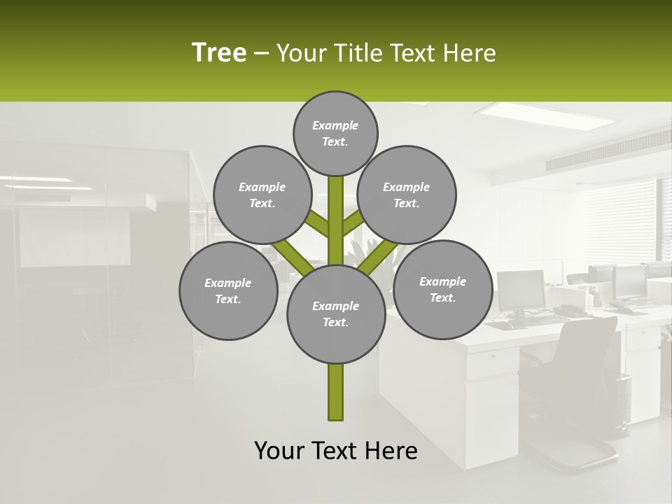 An Office With A Desk And Chairs And A Plant PowerPoint Template