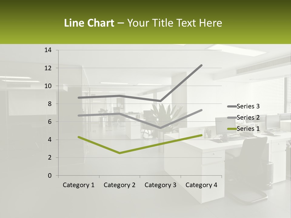 An Office With A Desk And Chairs And A Plant PowerPoint Template