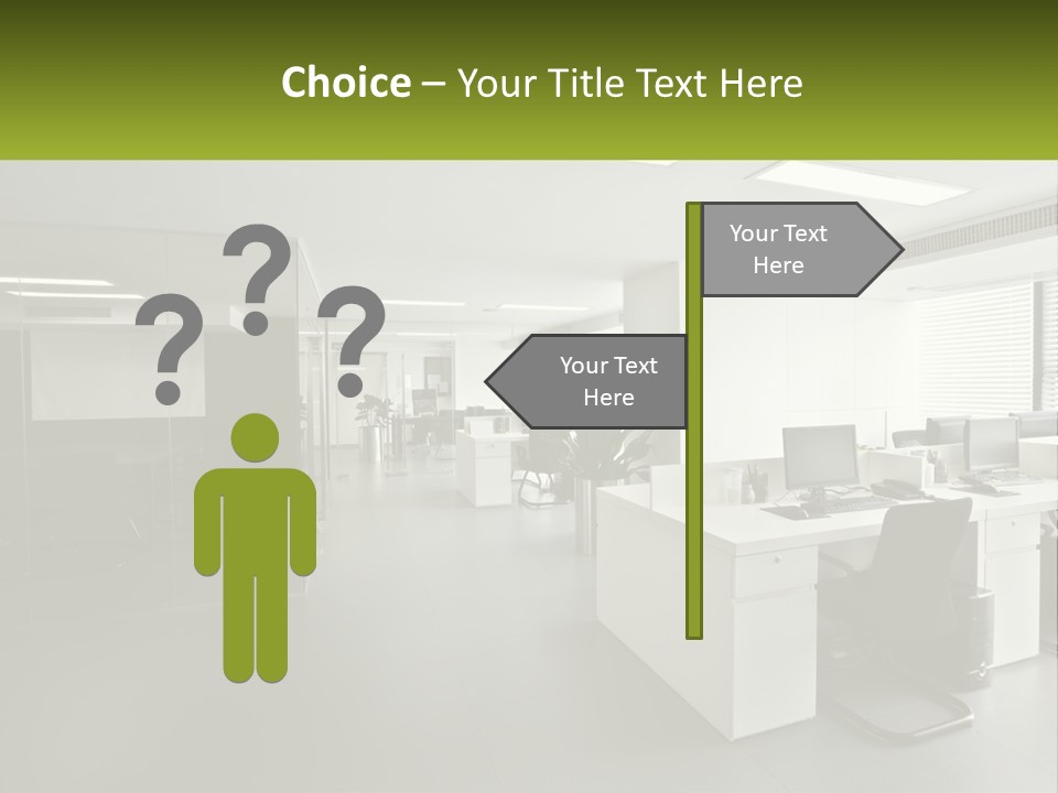An Office With A Desk And Chairs And A Plant PowerPoint Template