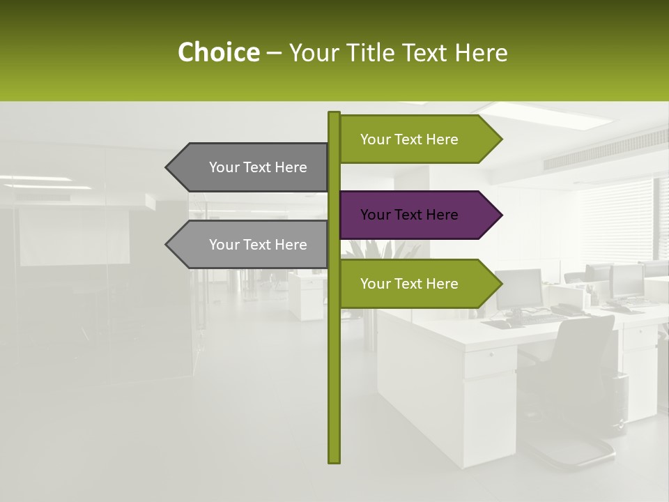 An Office With A Desk And Chairs And A Plant PowerPoint Template