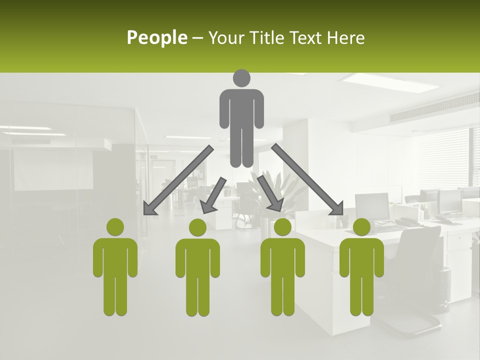 An Office With A Desk And Chairs And A Plant PowerPoint Template