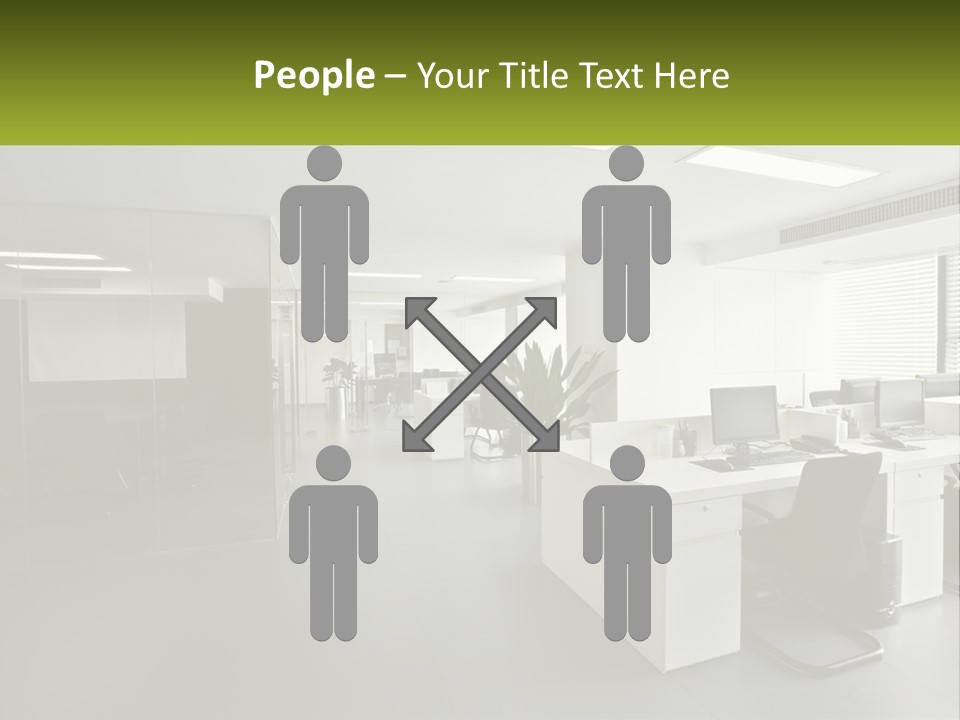 An Office With A Desk And Chairs And A Plant PowerPoint Template