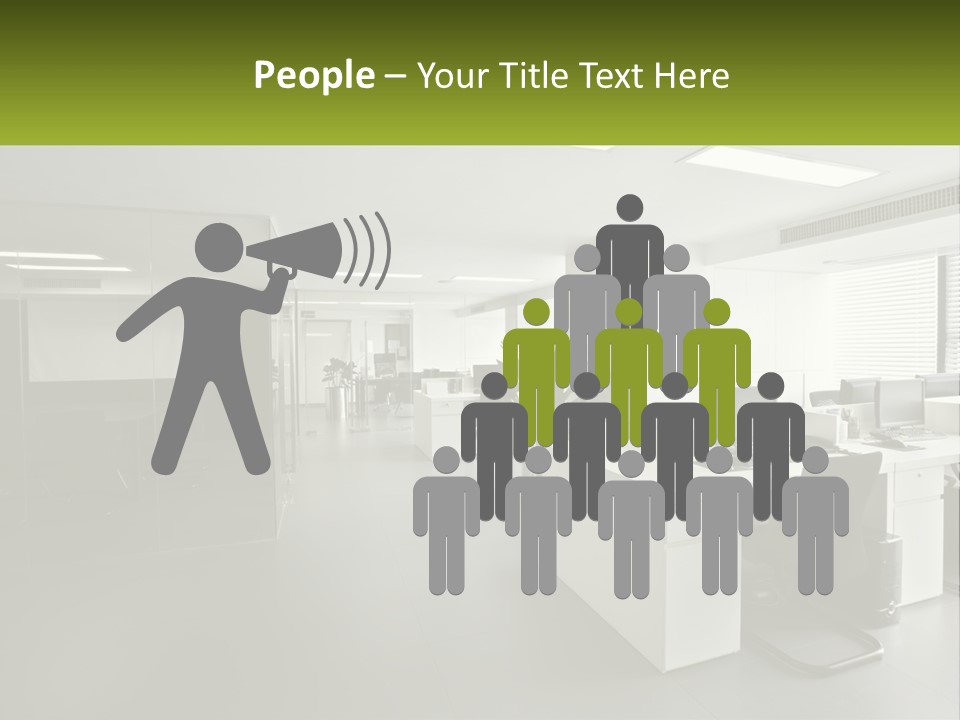 An Office With A Desk And Chairs And A Plant PowerPoint Template