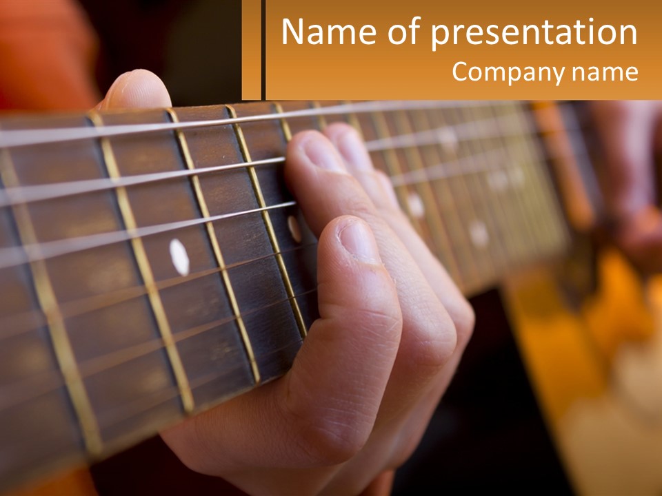 A Person Playing A Guitar With A Name Of Presentation PowerPoint Template