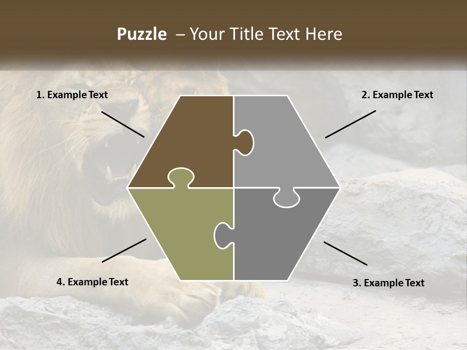 A Couple Of Lions Sitting On Top Of A Rock PowerPoint Template