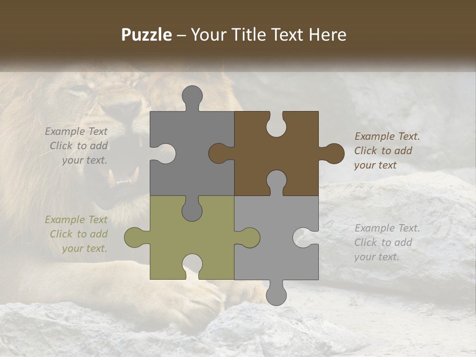 A Couple Of Lions Sitting On Top Of A Rock PowerPoint Template