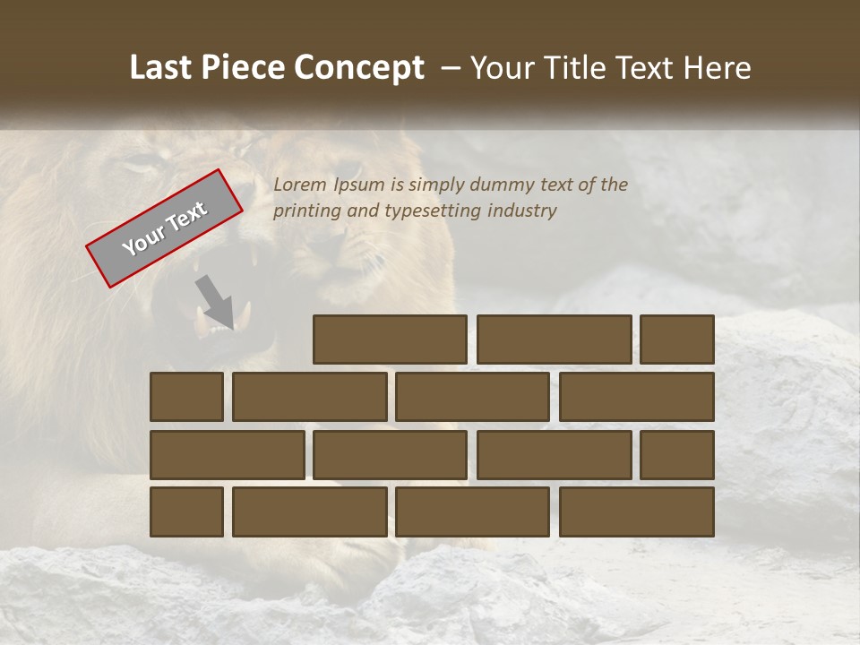 A Couple Of Lions Sitting On Top Of A Rock PowerPoint Template