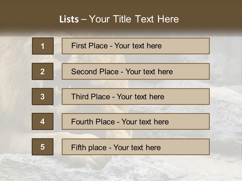 A Couple Of Lions Sitting On Top Of A Rock PowerPoint Template