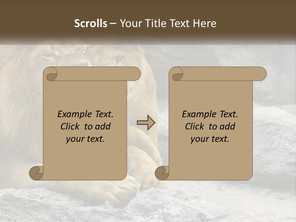 A Couple Of Lions Sitting On Top Of A Rock PowerPoint Template