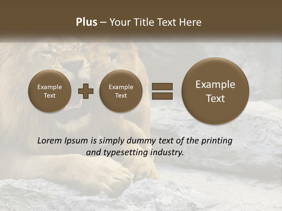 A Couple Of Lions Sitting On Top Of A Rock PowerPoint Template