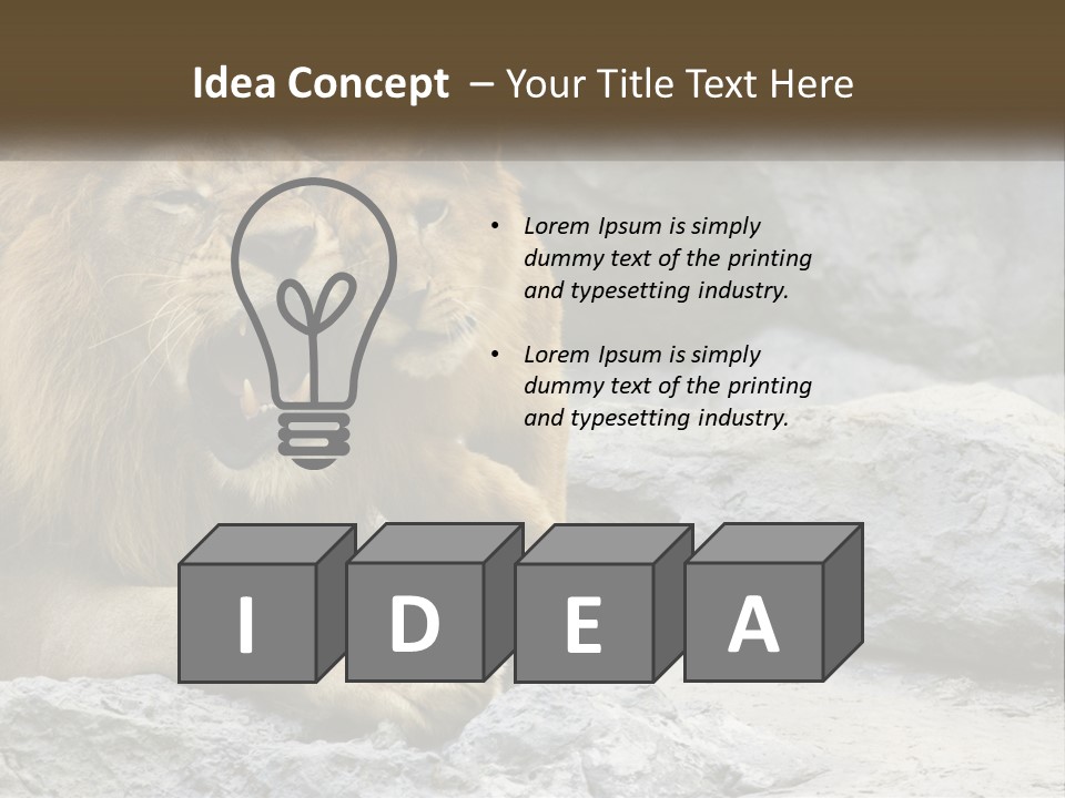 A Couple Of Lions Sitting On Top Of A Rock PowerPoint Template