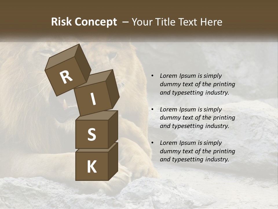 A Couple Of Lions Sitting On Top Of A Rock PowerPoint Template