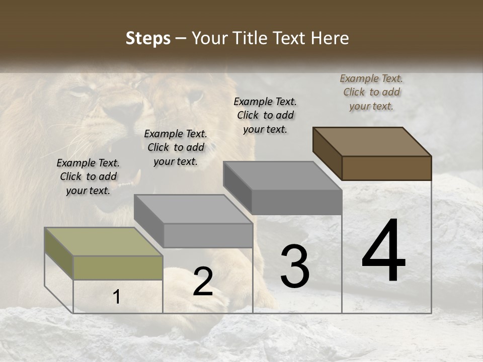 A Couple Of Lions Sitting On Top Of A Rock PowerPoint Template