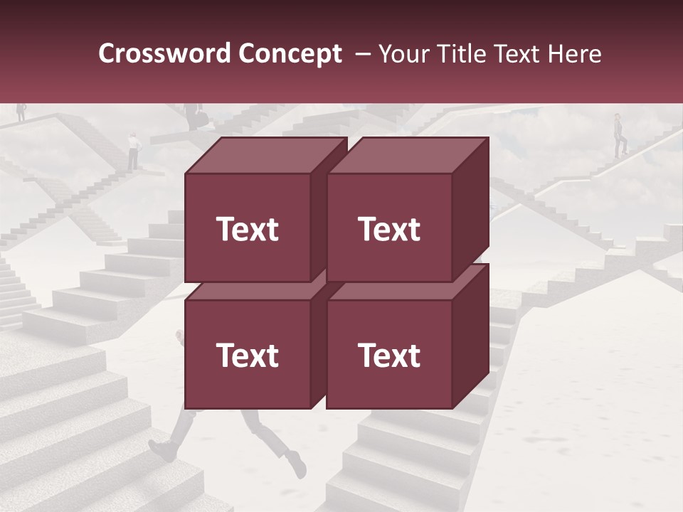 A Man Is Running Up A Staircase Of Stairs PowerPoint Template