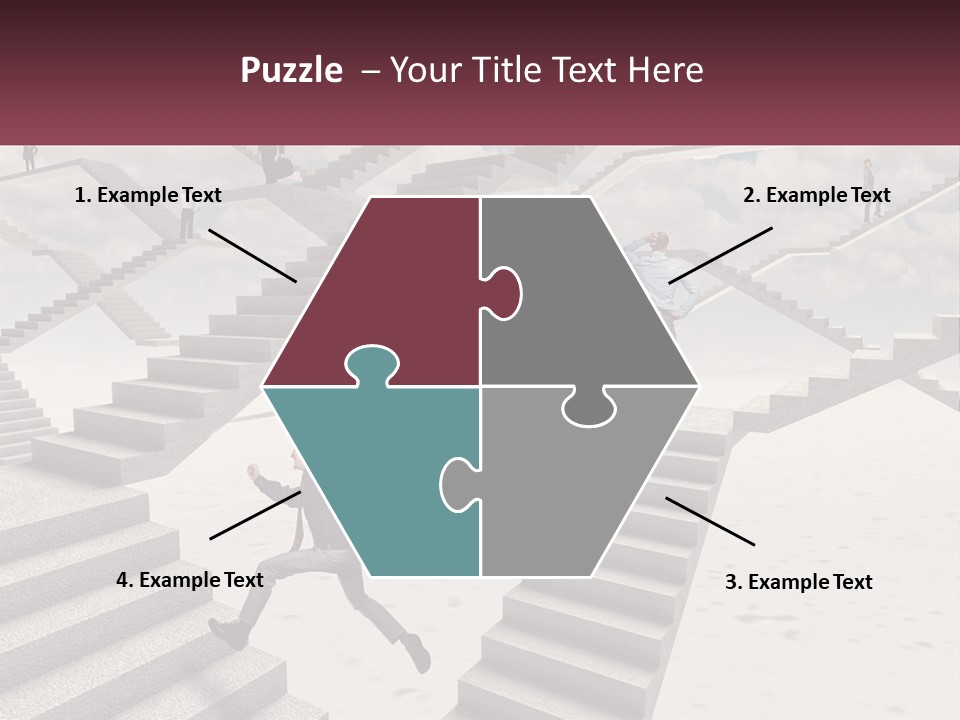 A Man Is Running Up A Staircase Of Stairs PowerPoint Template