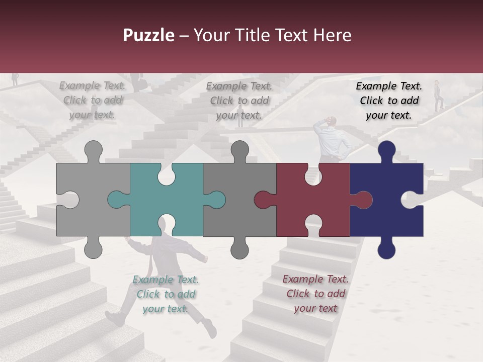 A Man Is Running Up A Staircase Of Stairs PowerPoint Template