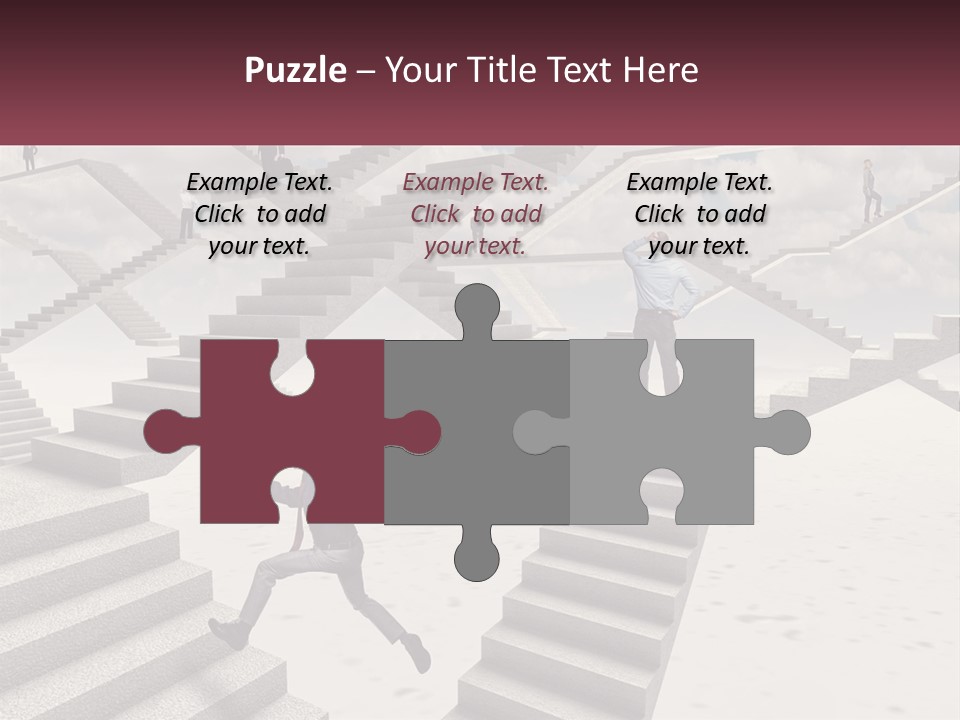 A Man Is Running Up A Staircase Of Stairs PowerPoint Template