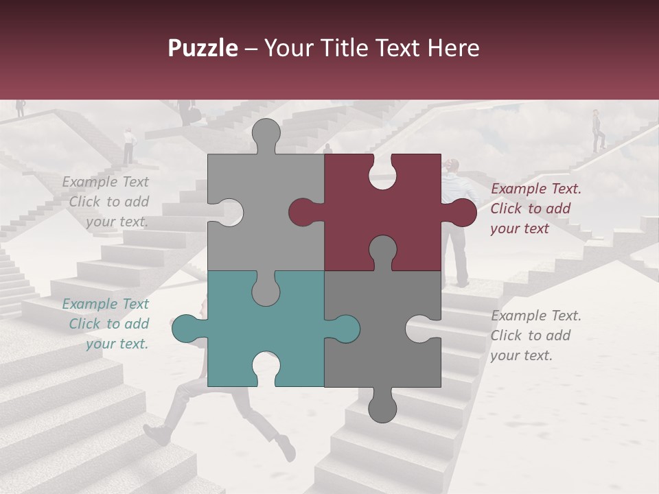 A Man Is Running Up A Staircase Of Stairs PowerPoint Template