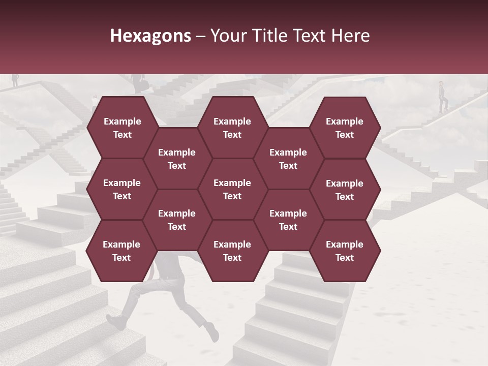 A Man Is Running Up A Staircase Of Stairs PowerPoint Template