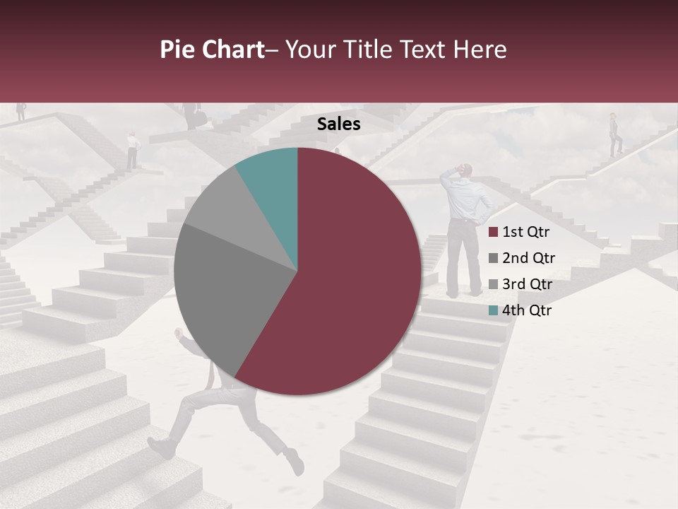 A Man Is Running Up A Staircase Of Stairs PowerPoint Template