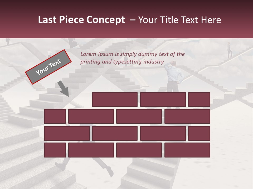 A Man Is Running Up A Staircase Of Stairs PowerPoint Template