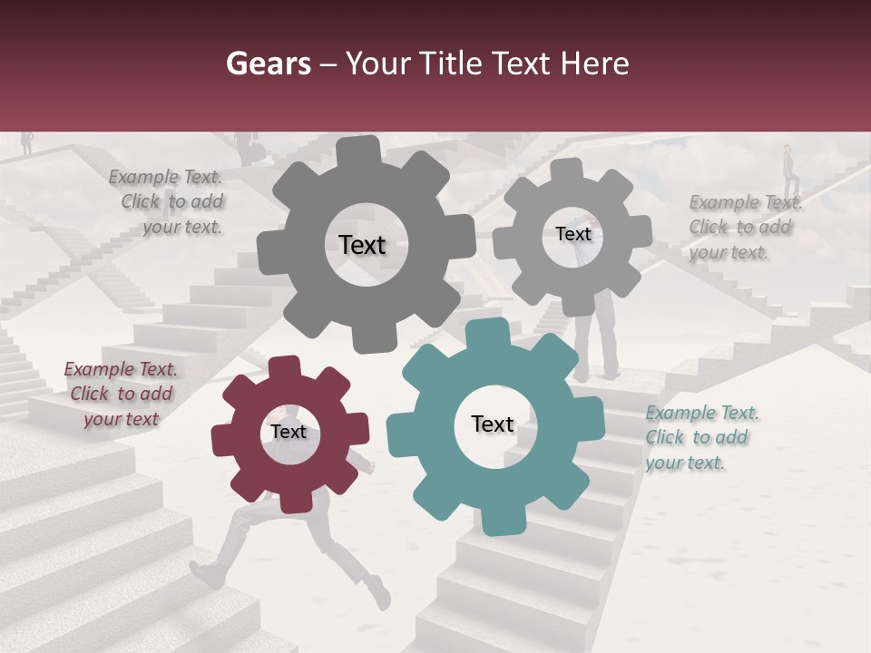 A Man Is Running Up A Staircase Of Stairs PowerPoint Template