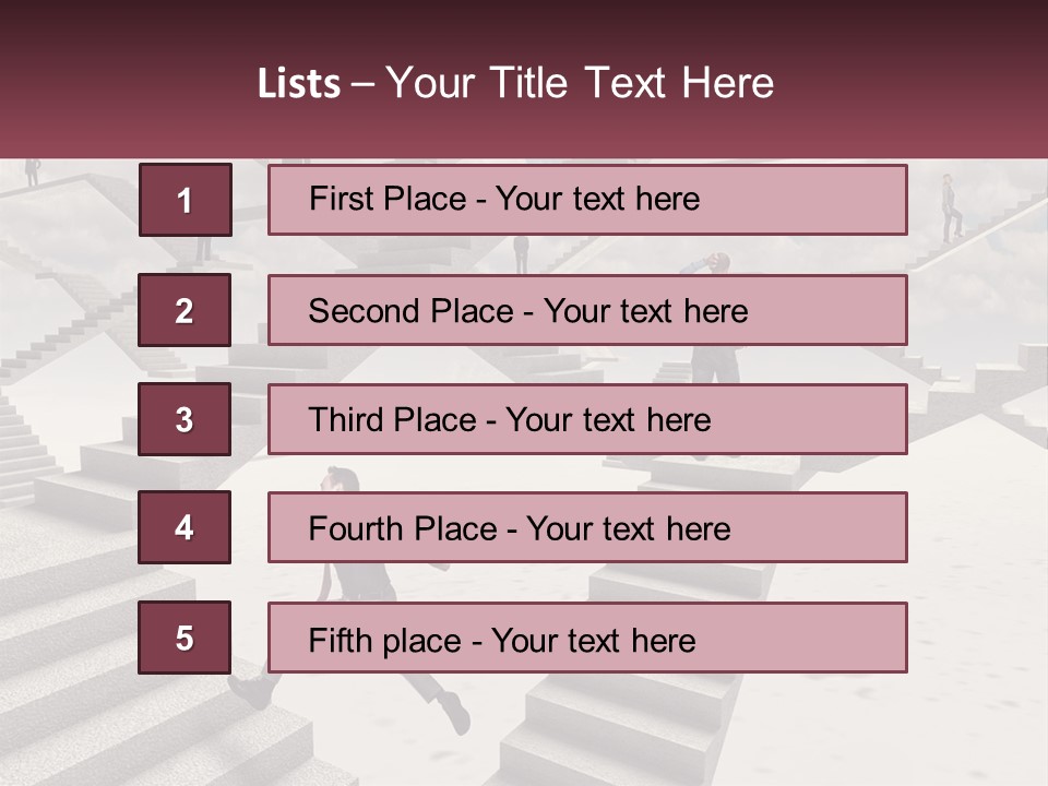 A Man Is Running Up A Staircase Of Stairs PowerPoint Template