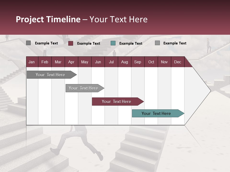 A Man Is Running Up A Staircase Of Stairs PowerPoint Template