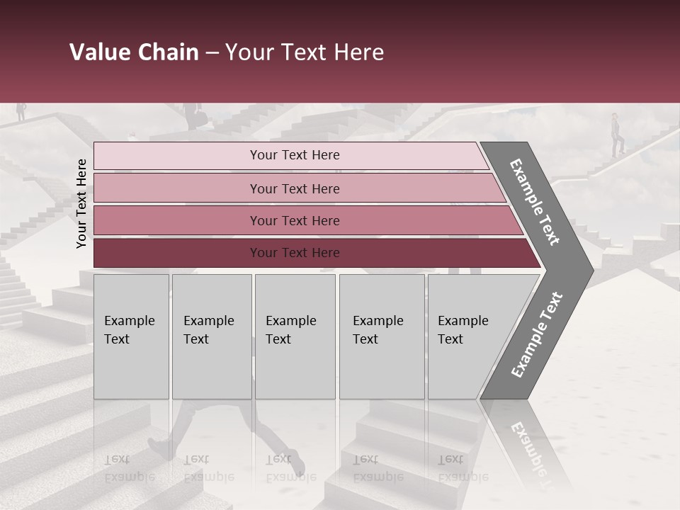 A Man Is Running Up A Staircase Of Stairs PowerPoint Template