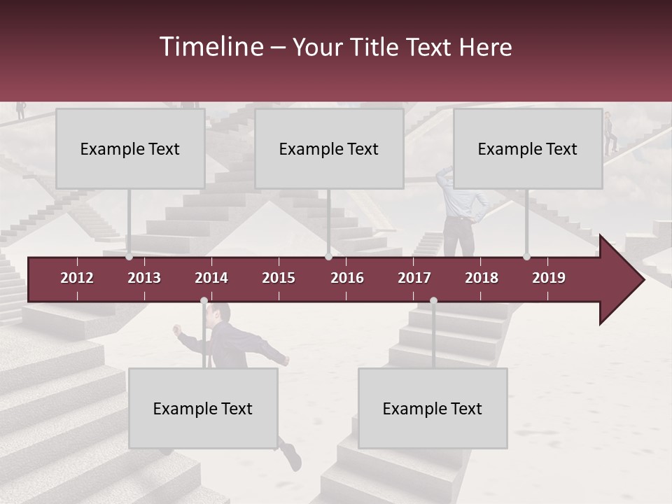 A Man Is Running Up A Staircase Of Stairs PowerPoint Template