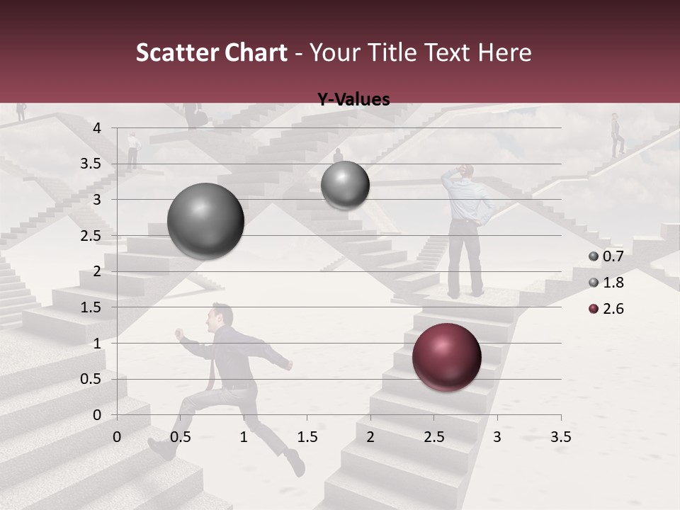 A Man Is Running Up A Staircase Of Stairs PowerPoint Template