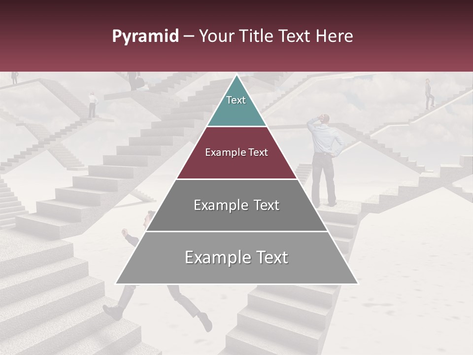 A Man Is Running Up A Staircase Of Stairs PowerPoint Template