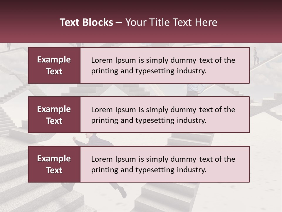 A Man Is Running Up A Staircase Of Stairs PowerPoint Template