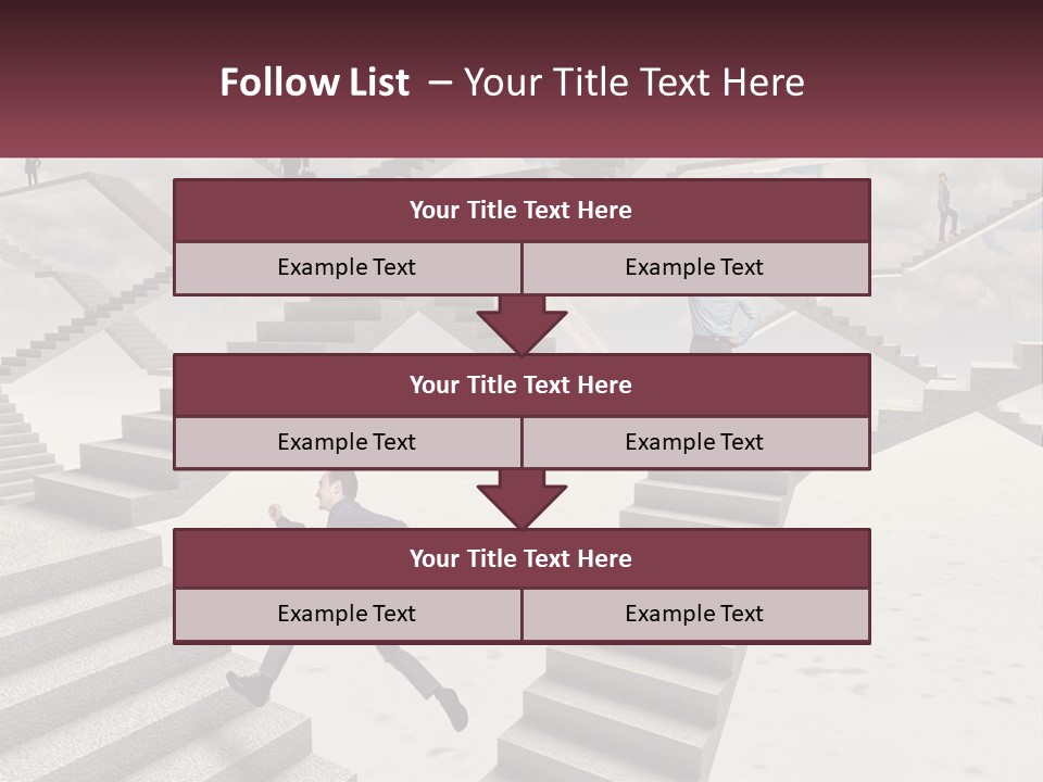 A Man Is Running Up A Staircase Of Stairs PowerPoint Template
