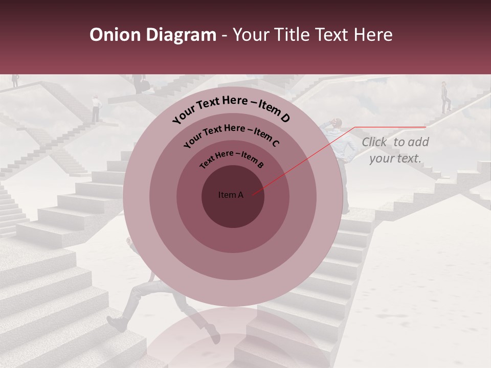 A Man Is Running Up A Staircase Of Stairs PowerPoint Template