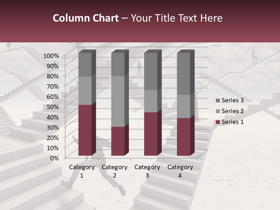 A Man Is Running Up A Staircase Of Stairs PowerPoint Template
