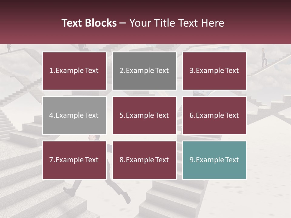 A Man Is Running Up A Staircase Of Stairs PowerPoint Template