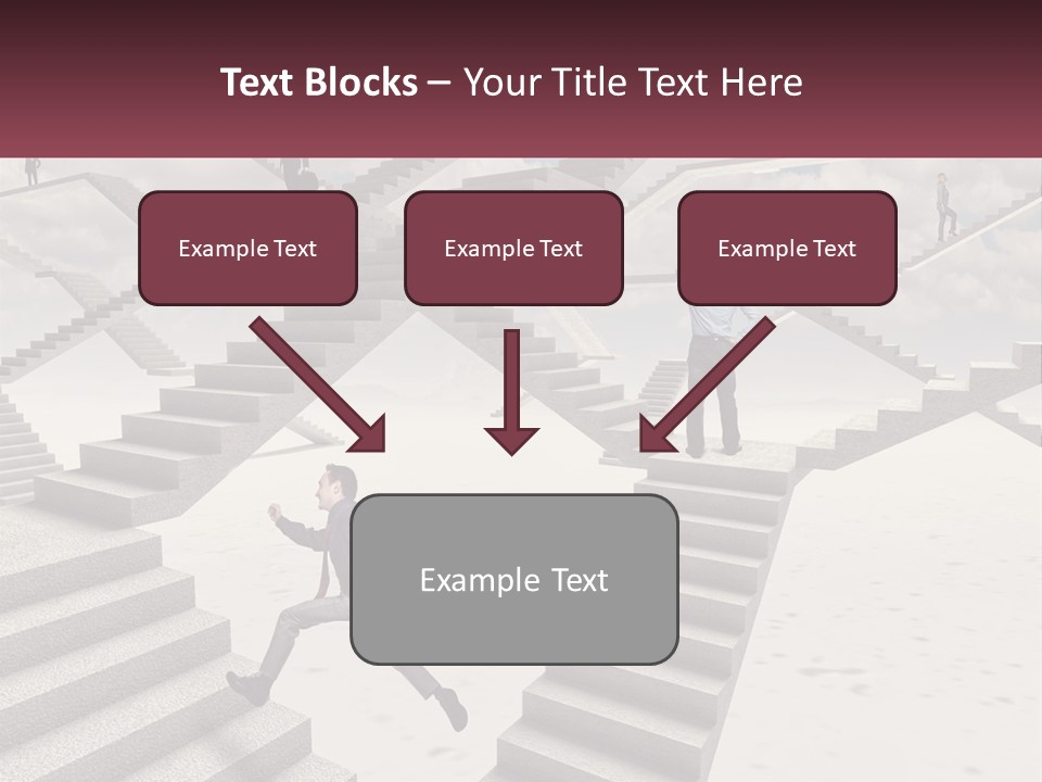 A Man Is Running Up A Staircase Of Stairs PowerPoint Template