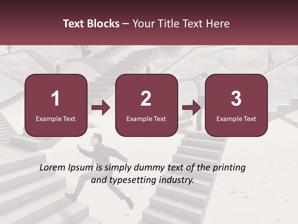 A Man Is Running Up A Staircase Of Stairs PowerPoint Template