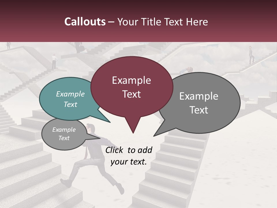 A Man Is Running Up A Staircase Of Stairs PowerPoint Template