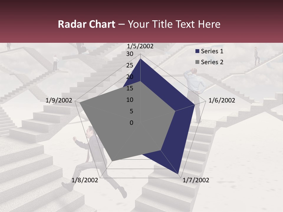 A Man Is Running Up A Staircase Of Stairs PowerPoint Template