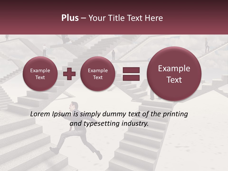 A Man Is Running Up A Staircase Of Stairs PowerPoint Template