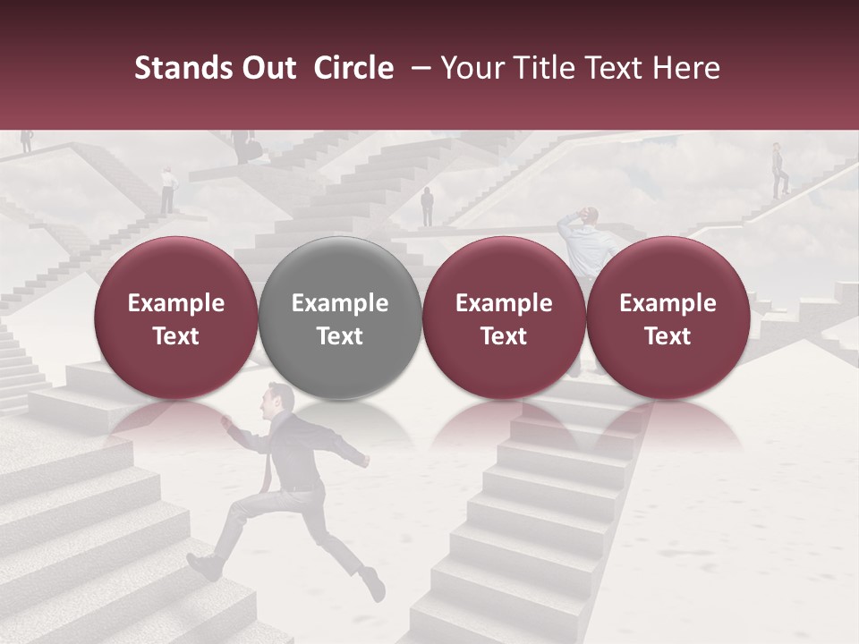 A Man Is Running Up A Staircase Of Stairs PowerPoint Template