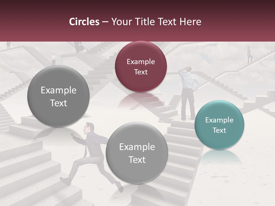 A Man Is Running Up A Staircase Of Stairs PowerPoint Template